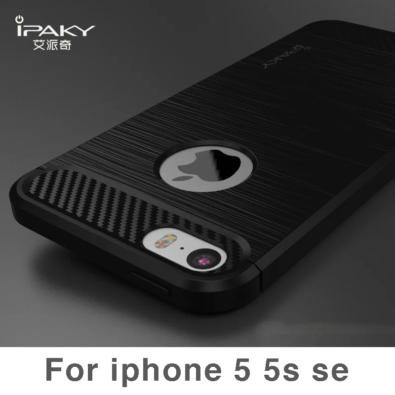 For iPhone 5s ipaky Case for iphone 5 Carbon Fiber Texture Brushed Soft Silicone Back Cover For iPhone 5 case for iPhone se case