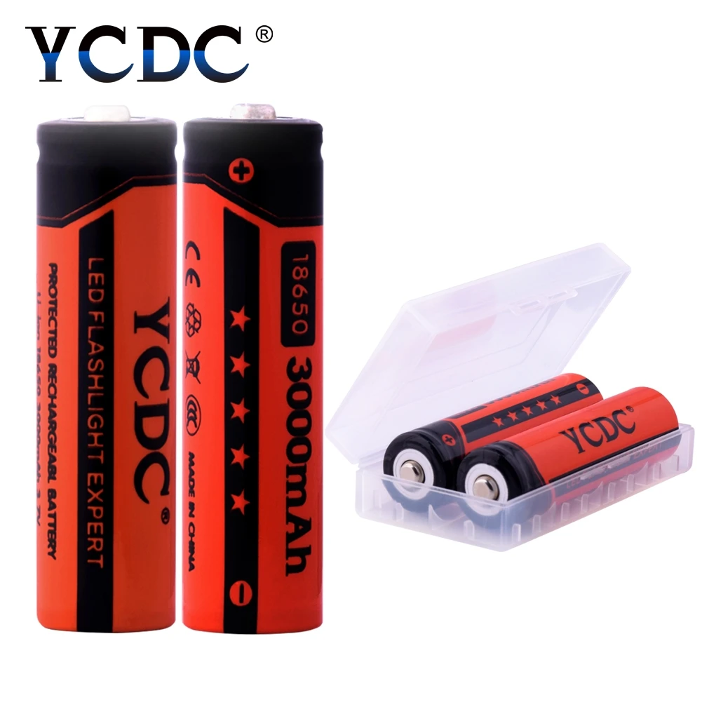 YCDC 4PCS 3.7V 3000mAh 18650 Battery lithium Li Ion Rechargeable Large