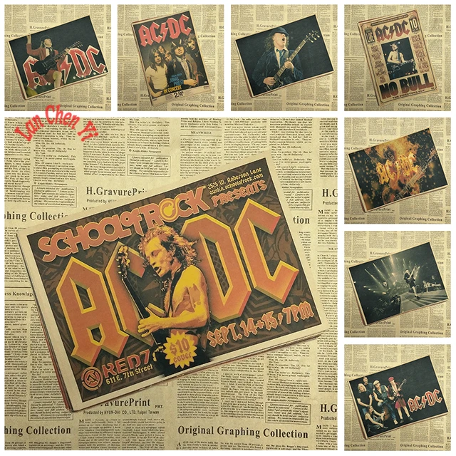 Cheap Classic Rock Band ACDC Kraft Paper Poster Bar Cafe Living Room Dining room Wall Decorative Paintings Cheap Classic Rock Band ACDC Kraft Paper Poster Bar Cafe Living Room Dining room Wall Decorative Paintings