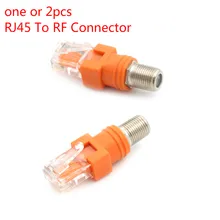 Adaptador conector tipo f fêmea rf para rj45, adaptador de acoplador de cano coaxial macho, uma ou 2 peças conector rj45 para rf