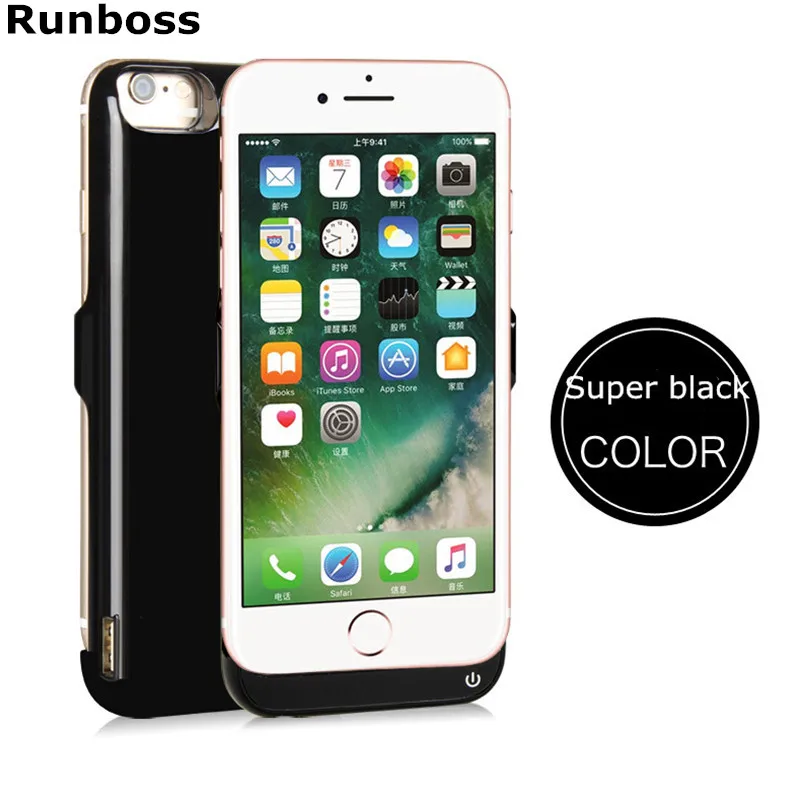 Beste Voor iPhone 7 Plus Acculader Case Usb uitgang Runboss 8000 mAh Externe Krachtige Beschermhoes Voor iPhone 6 Plus 6 s Plus