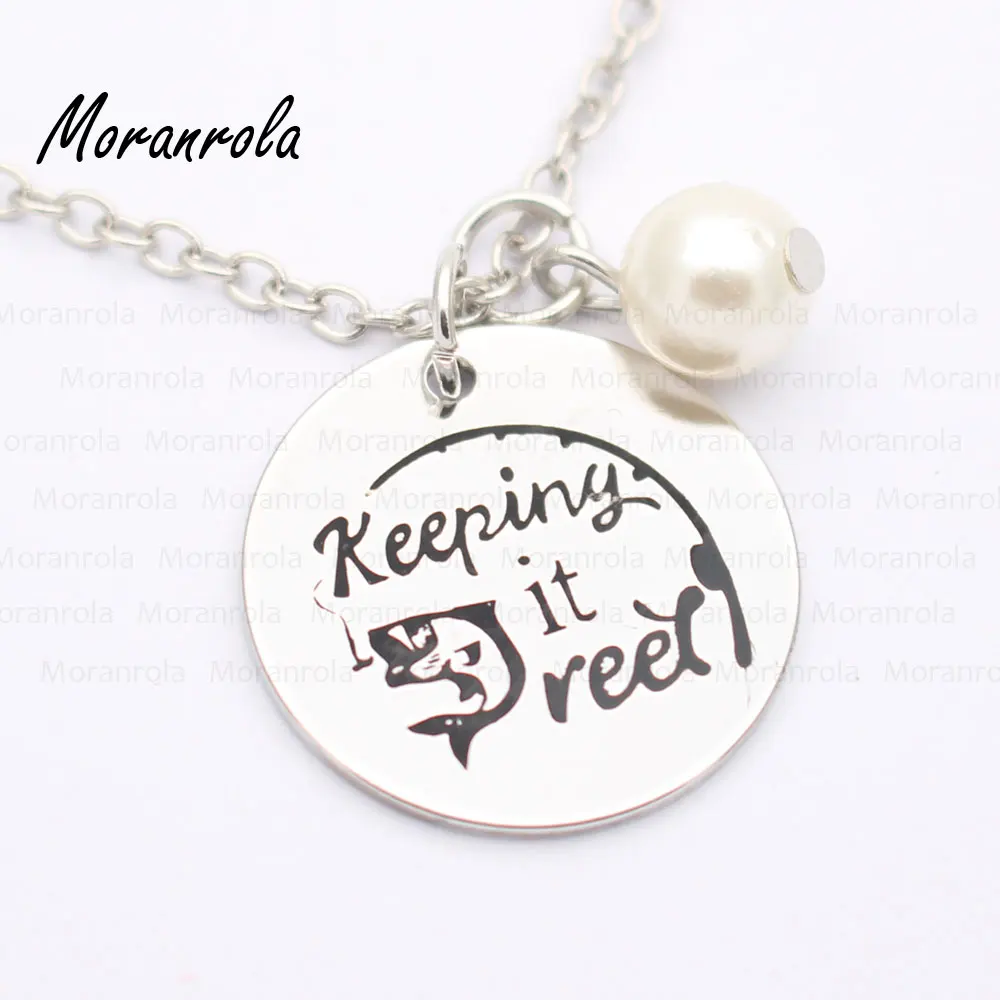 New Arried "keeping It Reel "copper Silver Necklace &keychain ,charm