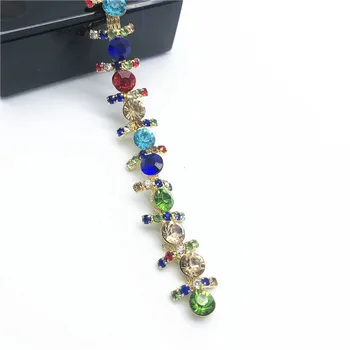

5 Yards/lot Gold Metal Flat Back Colorful Rhinestones Crystal Cup Chain Trim for Belts Dress Hair Tiara Bags Jewelry Accessories
