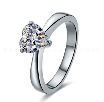 

Real Moissanite Heart 1 Carat Solitaire Engagement Ring Lovely Diamond Love Cut 6*6mm Solid 18K White Gold Promise Ring Women