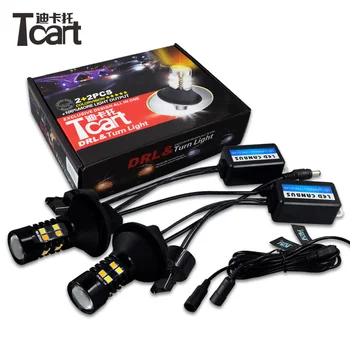 

Tcart 1Set 3030 Lamps Auto Led Bulbs Car LED DRL Daytime Running Lights Turn Signal WY21W For Toyota Prius 2006-2010 Accessories