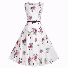 Dames Robes Casual 50 s Vintage 2017 D’été Style Robe Femme Ete Sexy Club Rétro Vintage Imprimé floral Robe