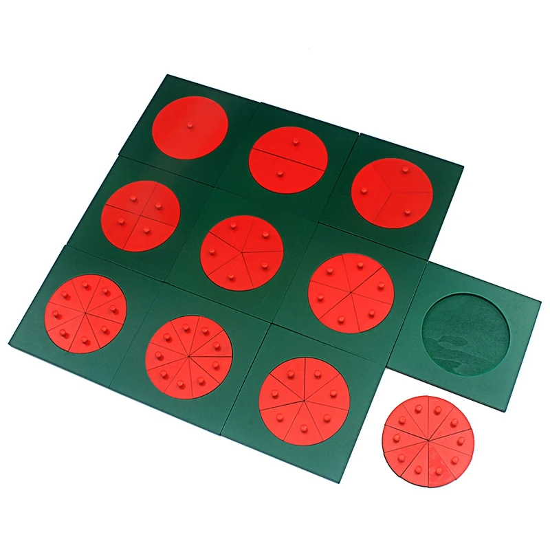 Baby Montessori Math Toys Wooden Fraction Circles 1-10 Counting Fractions Educational Wood Toys Circular Division Grasping Board