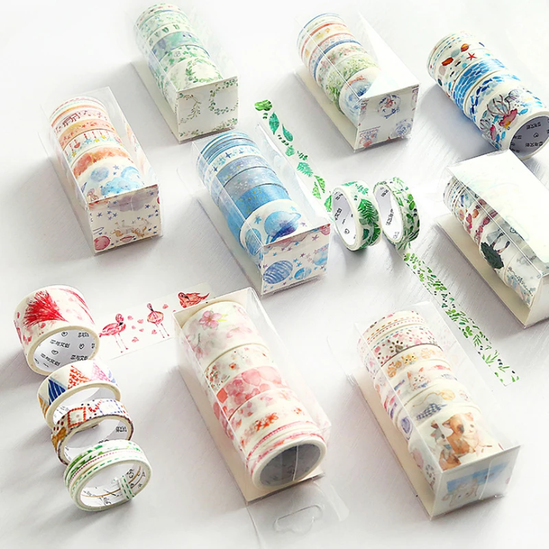 

JIANWU 9rolls/set kawaii sakura ocean starry Unicorn washi tape scrapbook Decorative sticker Packing tape school supplies