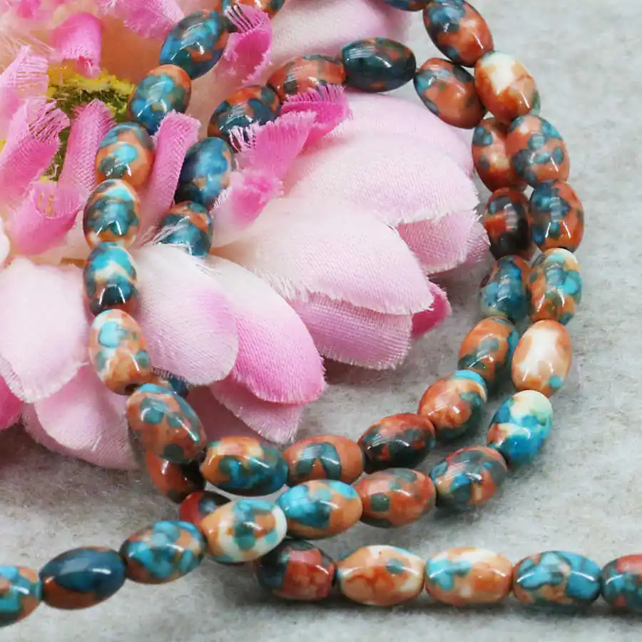 Oval Shape Semi precious Riverstones Loose DIY Beads Make Necklace