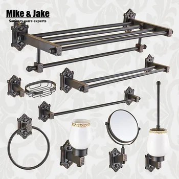 

Europe Luxury Black Style bathroom towel shelf kit Black towel shelf paper holder Bathroom shelf Black bathroom accessory Kit