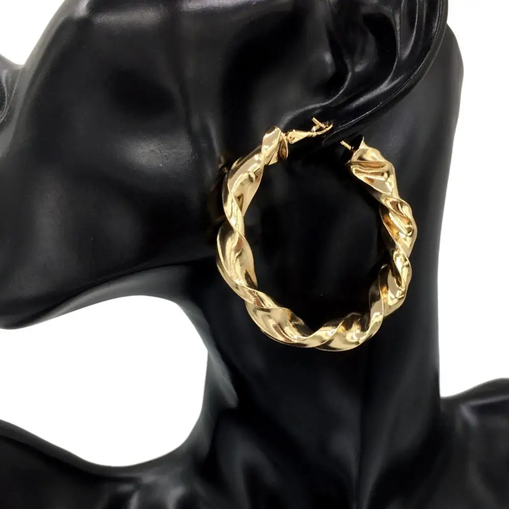 MANILAI 50 мм панк серьги из сплава обруч для женщин твист толстый Металл Boho массивные серьги большие модные ювелирные изделия - Окраска металла: Gold Earrings