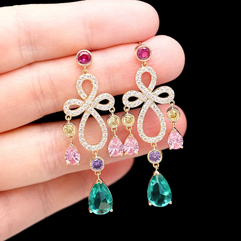 Серьги с кисточками длинные серьги из циркония золотыми каплями 2019 | Украшения и
