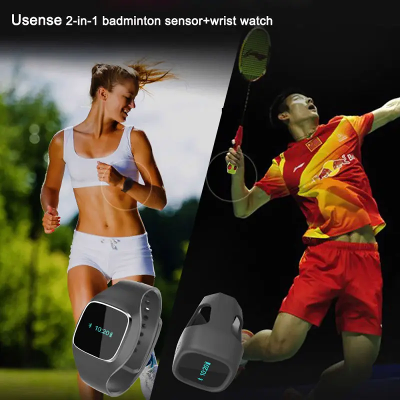 Free shipping!Usense 2-In-1 Smart Badminton Sensor Wrist Watch Training Swing Sk