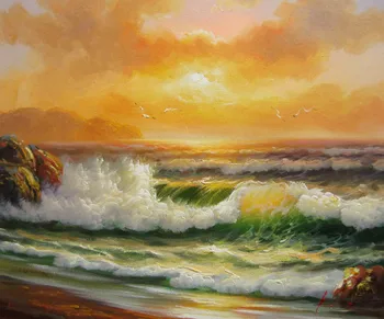 

Hand Painted realism Oil Painting Seascape Waves No.14 Home Decoration Wall Art Wholesale waves oil art contemporary art