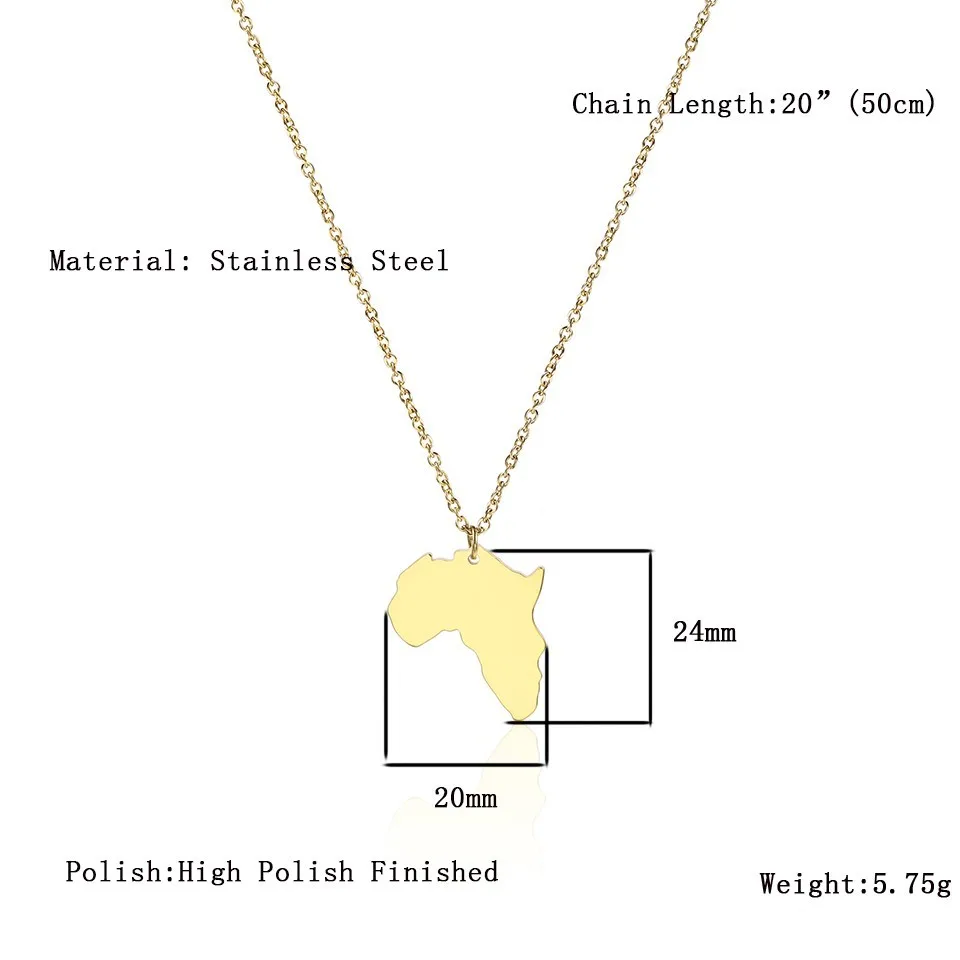 RIR нержавеющая сталь золото крошечная Африка ожерелье Этнические украшения афроцентричный кулон ожерелье гордость материк ювелирные изделия