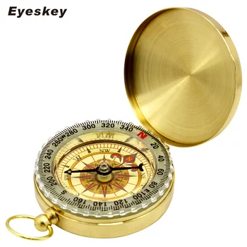 

Eyeskey Portable Delicate Brass Pocket Watch Style Outdoor Camping Hiking Golden Compass New Backpack Hiking Mini Compass