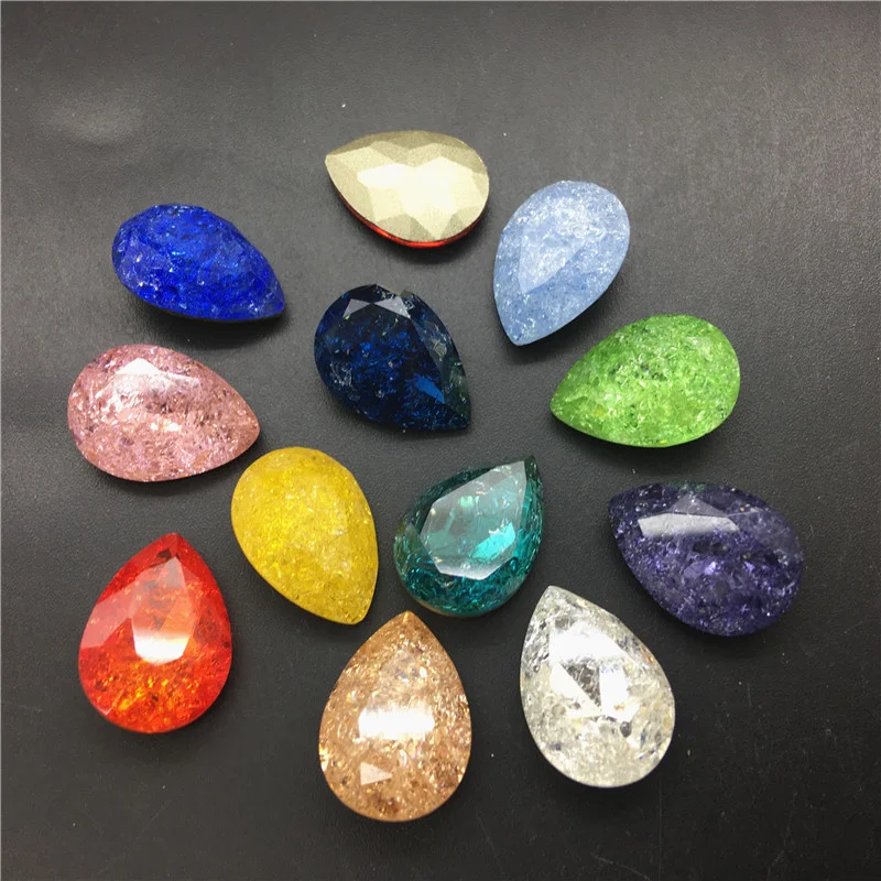 

TopStone K9 Ice Flower 10x14 13x18 mm Teardrop Glass Crystal Fancy Stone Pointback Drop Rhinestone Jewelry Beads No holes mix