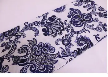 

free shipping Chinese wind linen cloth printing blue and white porcelain handmade curtains tablecloth pillow sofa fabric