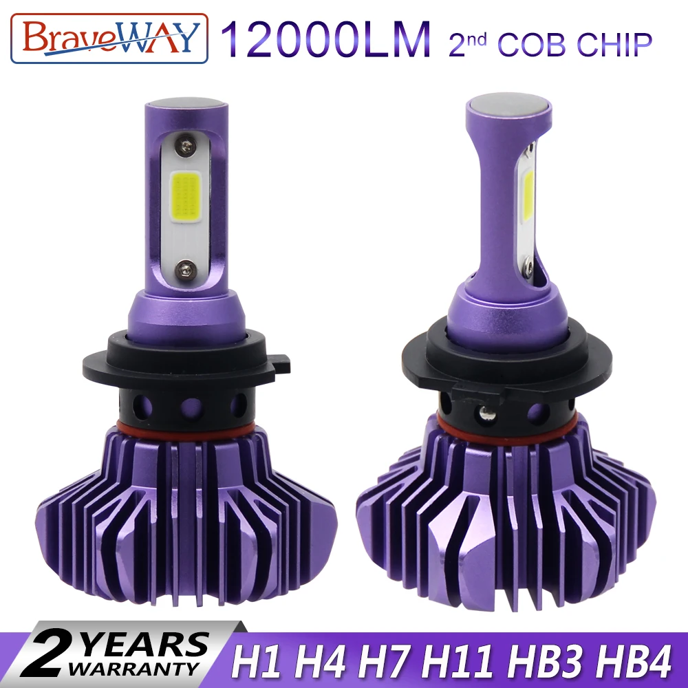 

BraveWay H4 H7 LED Car Headlight Ice Lamp for Auto H4 Led Bulb H4 HB4 LED HB4 H11 H1 HB3 9005 9006 80W 12000LM LED Lamps for Car