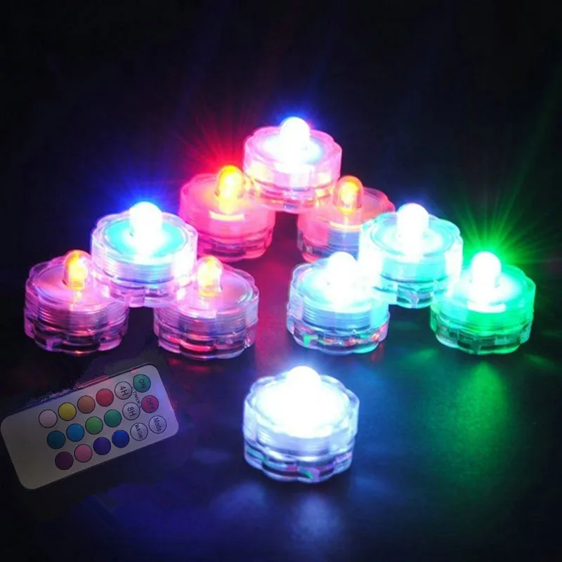 60pcs/lot Remote controlled Floralyte Submersible Vase led tea Light