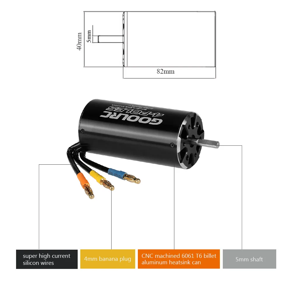 GOOLRC,, высокая производительность, 4082 1600KV, 4 полюса, бесщеточный Бессенсорный двигатель для 1000 мм(или выше) RC лодки