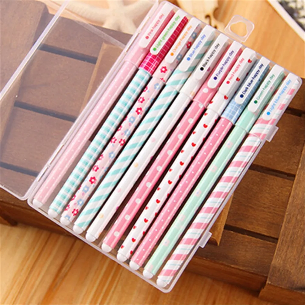 

Kawaii Cartoon gel pen Set Cute Korean Stationery Pens 10 Pcs/lot Small fresh floral For Writting Office School Supplies Gift