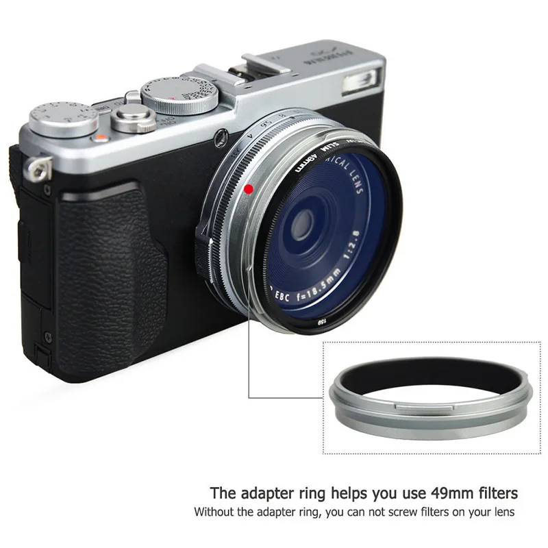 Foleto металлическая бленда для объектива+ 49 мм переходное кольцо для Fujifilm X100F X70 X100T X100S LH-X100 Черный Серебряный LA-49 X100