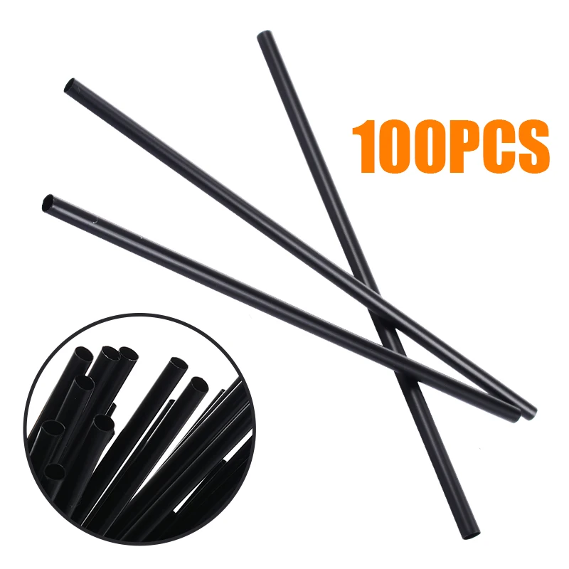 100pcs/set Disposable Drinking Straws Mini Cocktail Straws Black Plastic Party Straws for Wedding Event Party Supplies 130mm