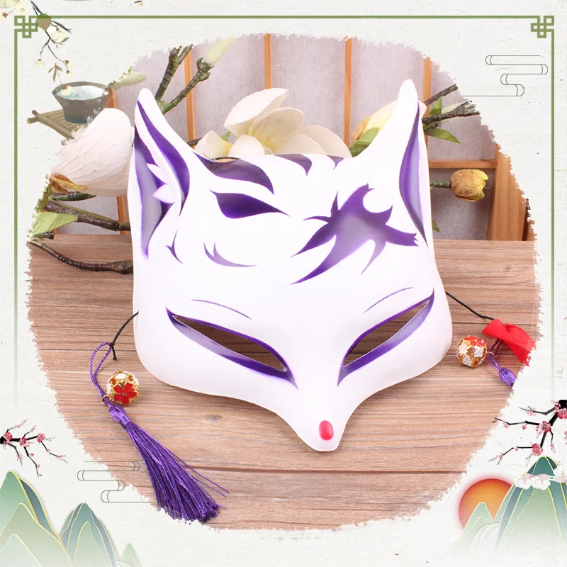 

Plastic Fox demon mask A gentle wind Half face cat face Full Face Mask Animation Fox cosplay
