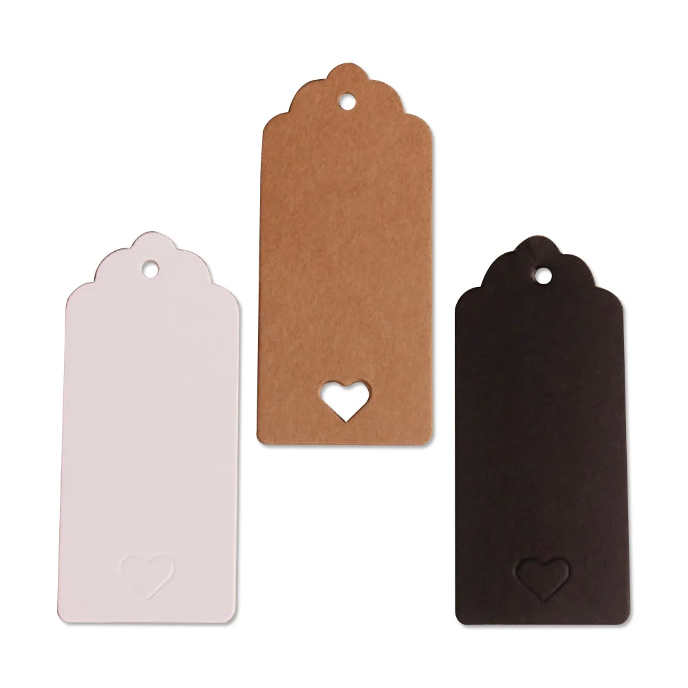 4X9Cm этикетки из крафт бумаги с любящее сердце круглые маленькие бумажные пустая