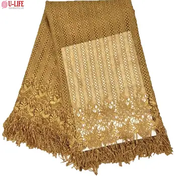 

Guipure Lace Fabric New Style Nigerian Lace Fabrics For Wedding 2018 Wholesale Hot Sale Gold color Cord Lace Fabric W2-547