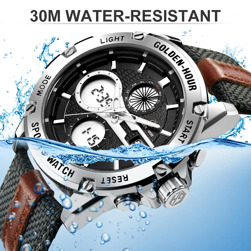 Goldenhour Men Fashion Outdoor Sports Analog Digital Watches Waterproof Led Display Army Watch-5