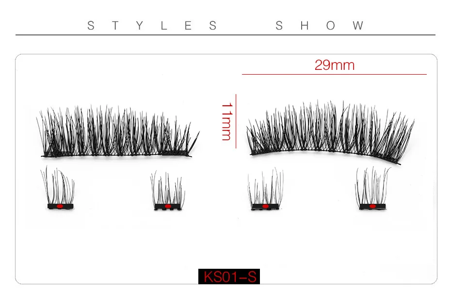 Genailish, 6D Магнитная Eyeashes с 2 магнит 6 шт./пара полный магнитная полоска ресницы с зеркалом и пинцет световой короб акриловые SCT06-1