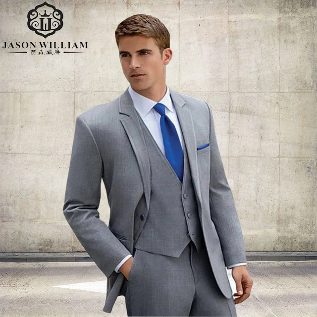 LN224 Smoking 2018 Custom Made Homme Automne Marié Gris Suitmale Slim Fit Costume Masculin Manteau D