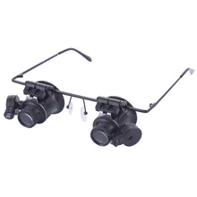 High Quality Jeweler Glasses 20x Magnifying Eye Magnifier Glasses Loupe Lens Watch Repair LED Light Eyes Wearing Style