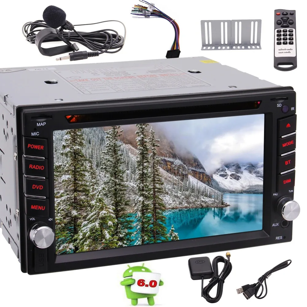Double 2 Din Android 6.0 OS 6.2 Inch Touch Screen With GPS Navigation Support Bluetooth AM FM RDS Radio Screen Mirroring WIFI