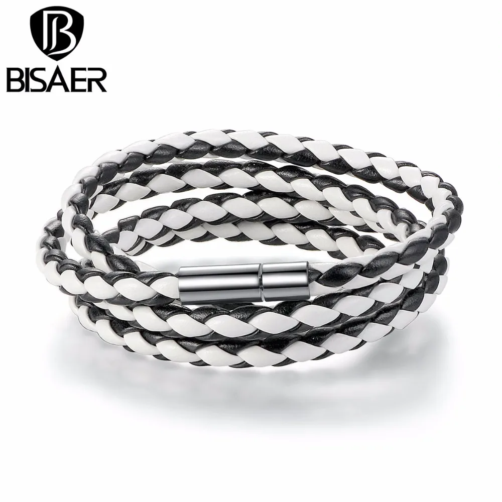 

Women Leather Bracelet Adjustable Chain Zebra Color Leather Bracelets with Magnet Buckle Fashion Jewelry WEV0063-4