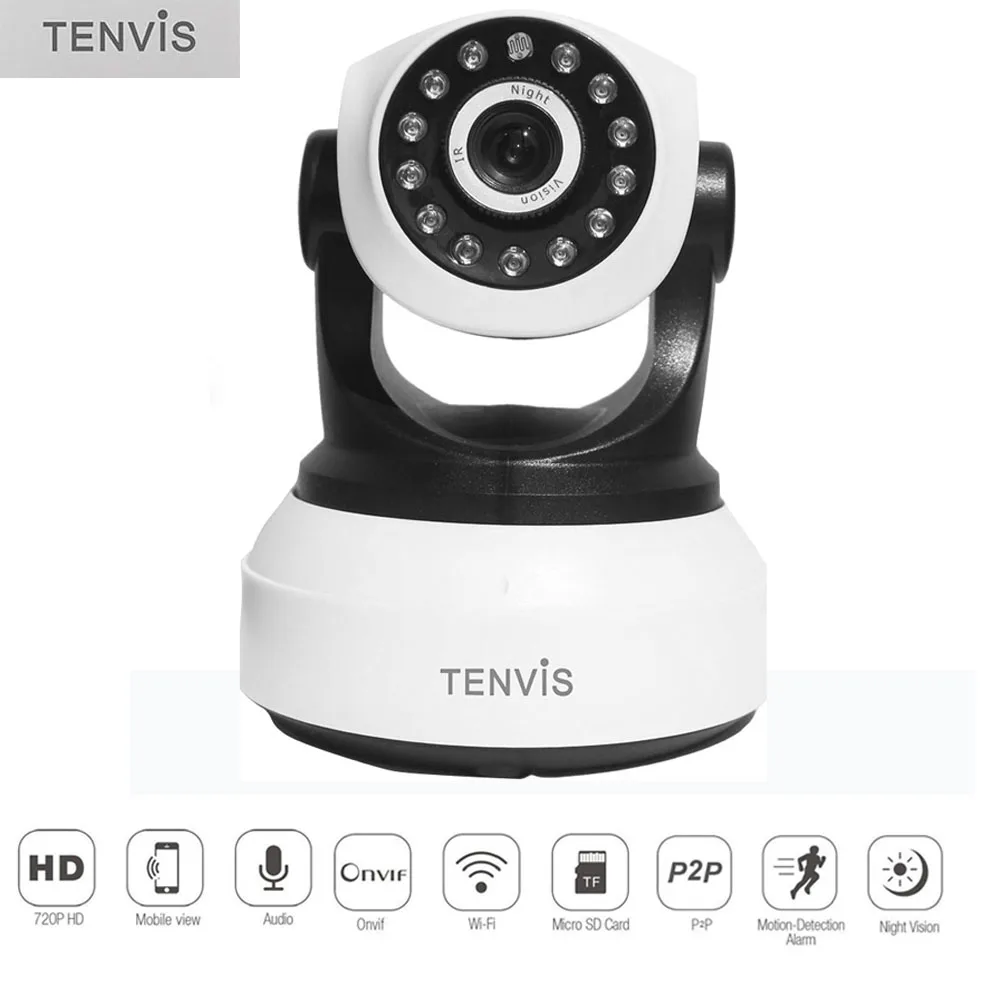 TENVIS T8809 720P HD WiFi IP Camera Pan/Tilt Infrared Night Vision Surveillance Camera Wireless Onvif P2P Cam for Home Security