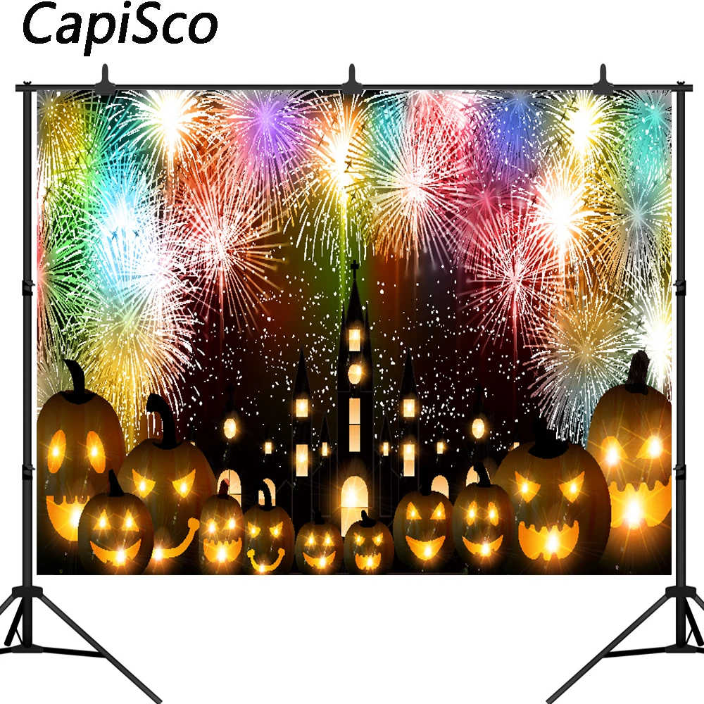 

Capisco Halloween Backdrops Photography Church Pumpkin Fireworks Photo Studio Backdrop City Children Photo Background