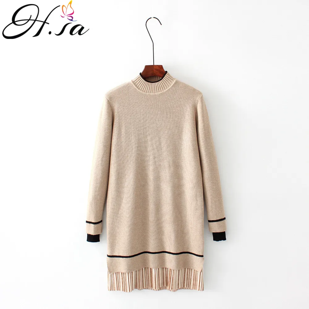 

H.SA 2017 Women Knitted Dress Autumn Winter 2017 Sweater Dresses Elastic Slim Ruffles