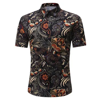 

DROPSHIP 2018 NEW HOT Fashion Personality Men's Casual Slim Short Sleeve Printed Daily Shirt Top Blouse