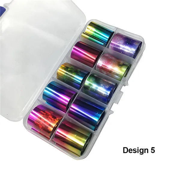 9 дизайн 10 шт голографическая Цветочная Фольга для ногтей переводная бумага для дизайна ногтей/Цветочная/кружевная печать украшение для ногтей переводная наклейка - Цвет: Design5