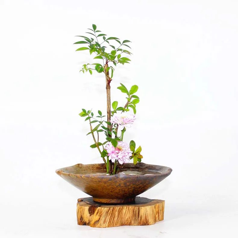 Корзина для цветов грубая глиняная Ваза Jardiniere Ikebana Kenzan керамическая Столешница цветочный горшок цветочный узор винтажный домашний декор