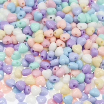 

CHONGAI 200pcs Mixed Color Acrylic Charm Heart Spacer Beads For Jewelry Making DIY 7x7mm