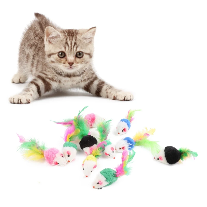 10 шт. кошка плюшевая игрушка "мышь" Котенок отслеживания игрушечная мышь кошка интерактивные разноцветный плюш животное игрушка цвет в