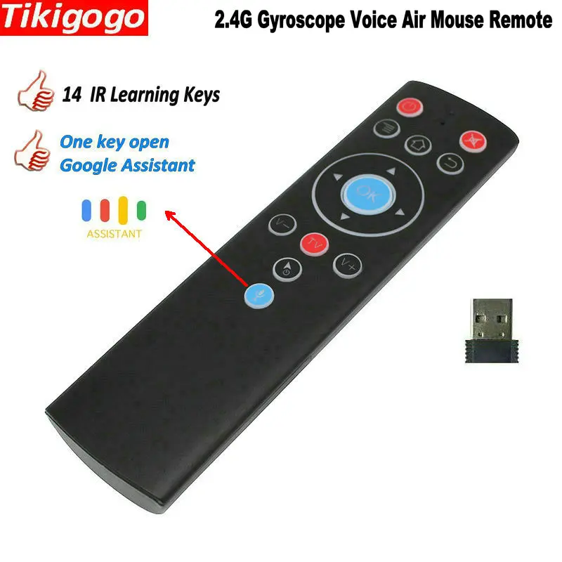 

2.4G Voice Air Mouse 14 IR Learning Keys for Google Assistant Voice for Mi Box S Shield TV Android TV Smart Remote Control