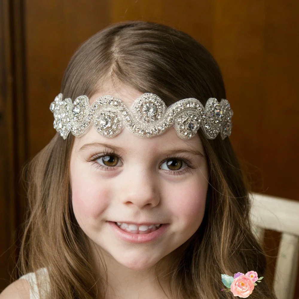 New girls soft Headband Rhinestone diamond flower Headbands Elastic
