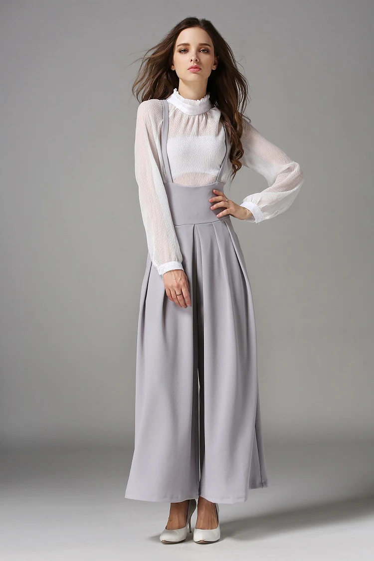 New Fashion Jumpsuits Ladies Loose Slim Casual Party Overalls Women Sleeveless Solid Rompers Wide Leg Ankel Length Pants