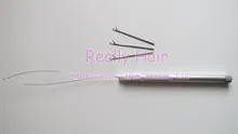 10pcs Aluminium Handle Multifunction Pulling Needle for Micro Rings Links Loop Hair Extension Tools 3 needles