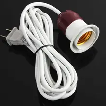 1 шт. E27 цоколь Эдисона держатель для лампы осветительного прибора Кепки розетка переключатель Мощность Пластик США Подключите кабель переменного тока шнуры 220 V/10A 5-150 W 2 плоских штыря